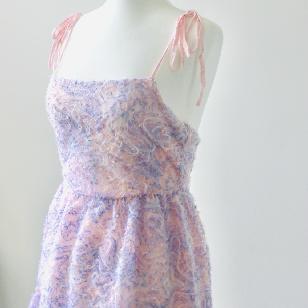 Vestique Pink Purple Textured Sleeveless Square Coquette Fairy Maxi Dress Small - Picture 4 of 8